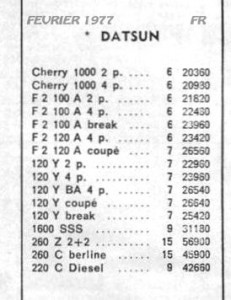 TARIF 1977444