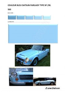 COULEUR BLEU 563 PEINTURE DATSUN FAIRLADY