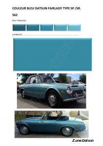 COULEUR BLEU TURQUOISE 562 PEINTURE fairlady .01